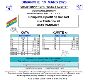 CHAMPIONNAT GFK "KATA & KUMITE" @ Complexe Sportif de Ransart